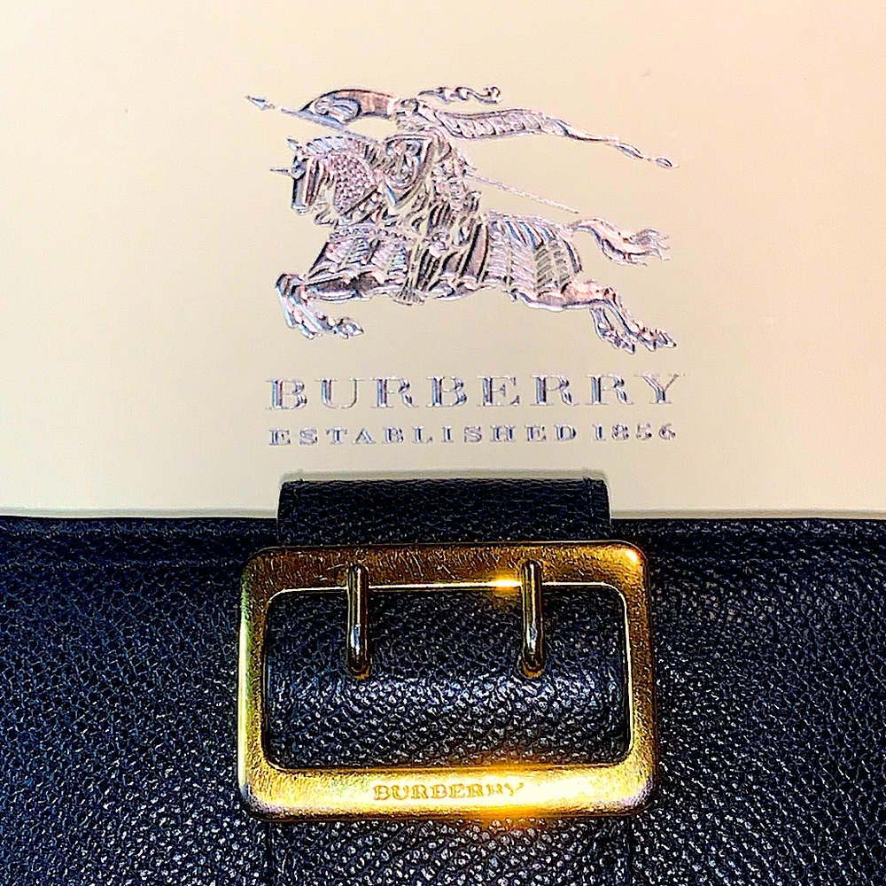 BURBERRY COMPACT ZIPPY WALLET BLACK LEATHER NOVA CHECK BOX DUST COVER HAMPSTEAD - Picture 9 of 15